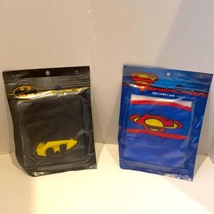 Lot of 4 DC Face Masks 2 Superman & 2 Batman NIP